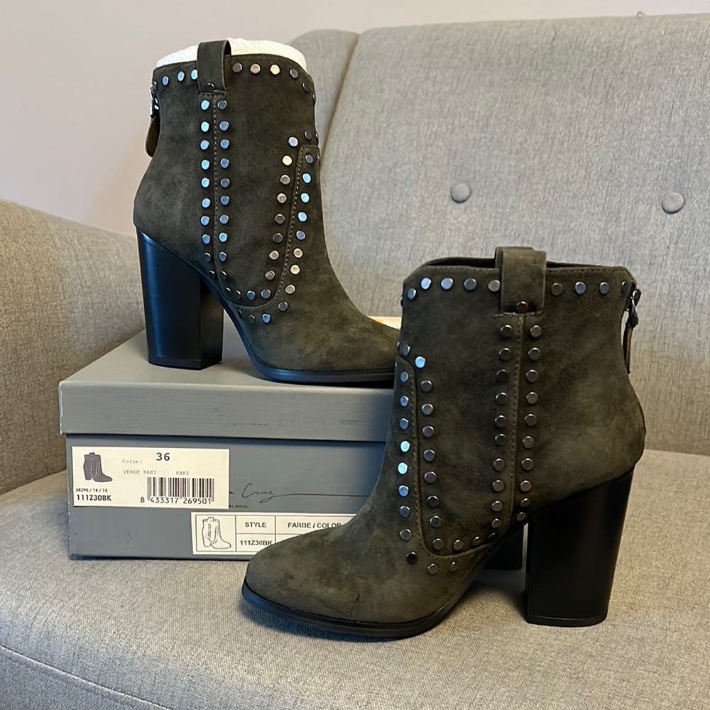 Studded Ankle Boots In Olive By Isabel Marant